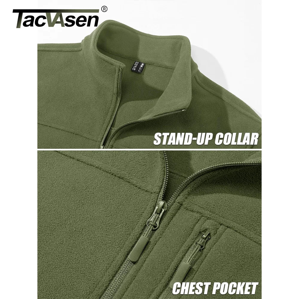 TACVASEN Full Zip Up Fleece Jacket Mens Thermal Warm Workout Jacket Outdoor Trekking Hiking Jackets Camping Coat Windbreaker