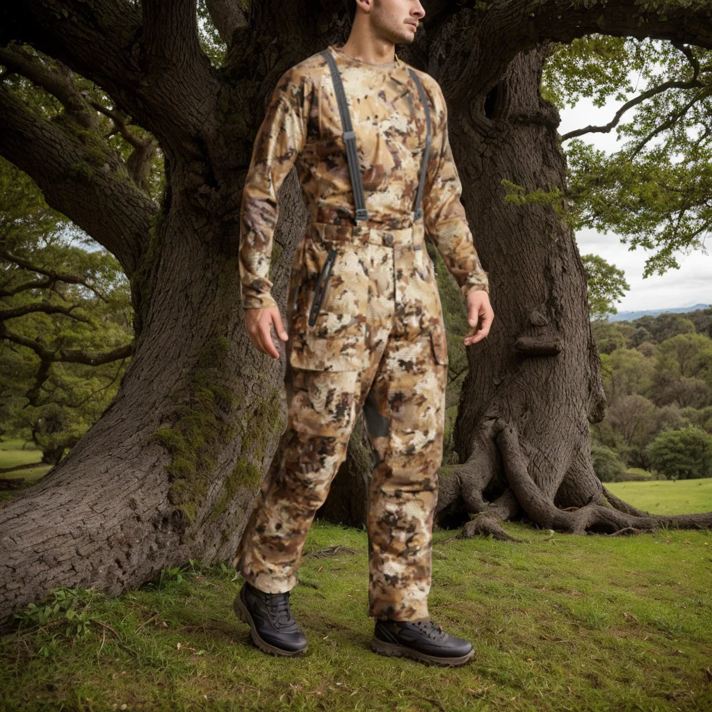 Ainfad Men's Camouflage Insulated Bib Pants Fall Winter Fishing Hunting Aerolite Incinerator Outdoor Work Trousers