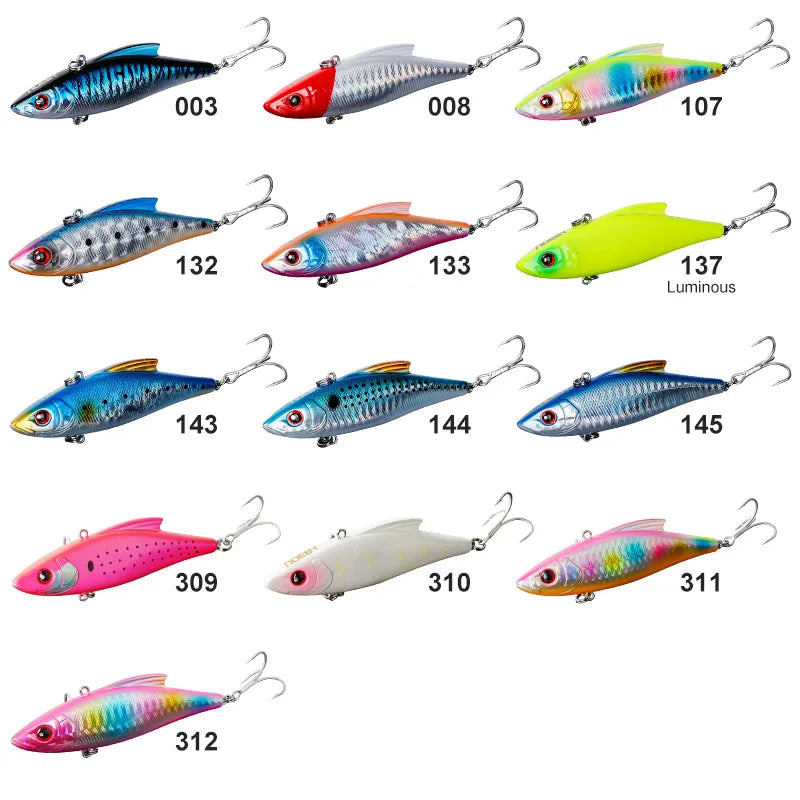 Noeby 3 Pieces 90mm 33g Sinking Vibes Rattling and Vib Artificial Hard Baits Sea Crankbaits Rattlins for Winter Fishing Lures