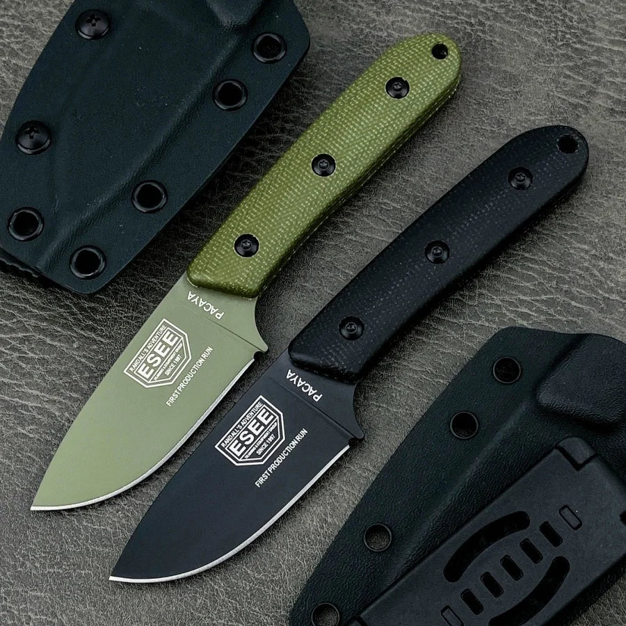 ES Stainless Steel Sharp Fixed Blade Knife Suitable for Outdoor Camping Hiking Daily Emergency Carrying Practical Cutting Knife