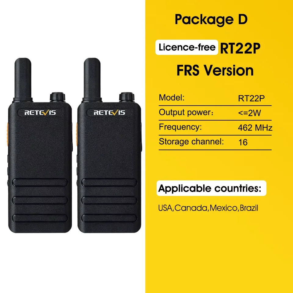 Retevis RT622P (B63) New Version of RT22 15mm Ultra-thin Mini Walkie-talkie PMR446 Profesional 2 Way Radio Type-C VOX for Family