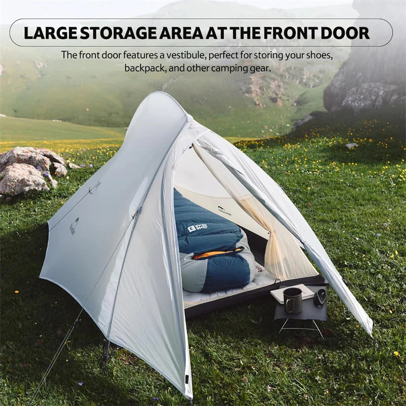 Naturehike Cloud Up UL Tent Ultralight 1-2 Person 15D Nylon Waterproof Camping Single Double Backpacking Hiking Tent with Mat
