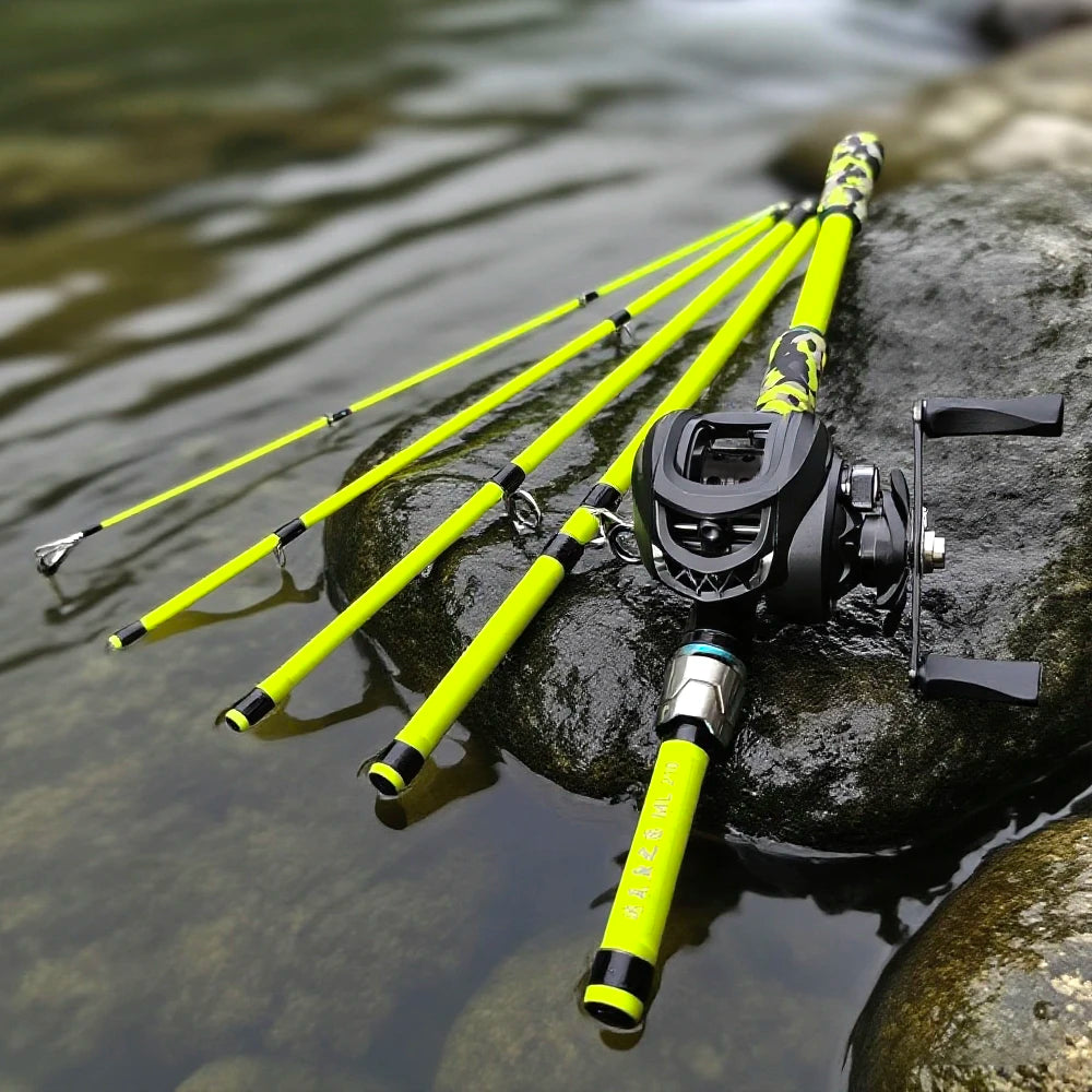 1.8m/2.1m Professional Bass Fishing Rod and Reel Combo Baitcast Reel 10kg Max Drag Carbon Travel Pole Lure Weight 3.5g-14g