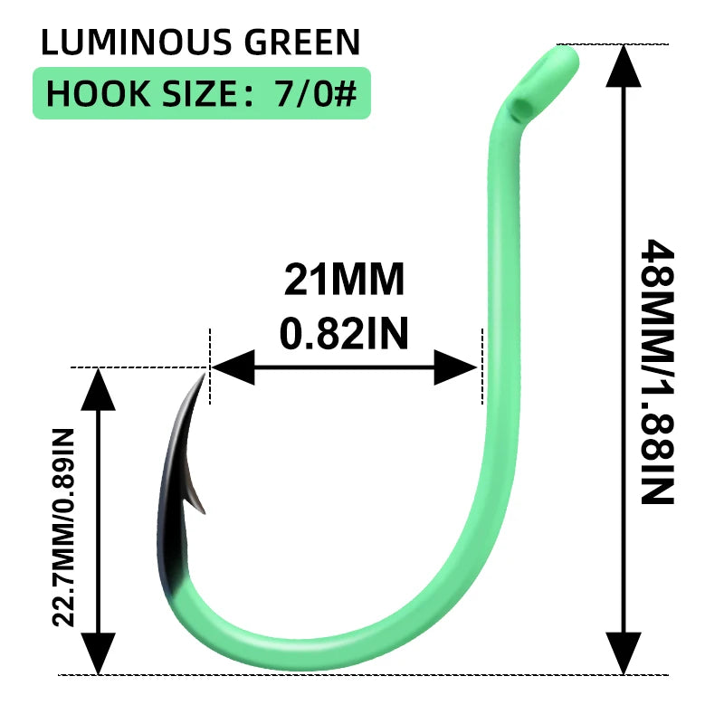 ZYZHE 8~14pcs Luminous Green Octopus Beak Hooks High Carbon Steel Sharp Offset Hook Point Saltwater Freshwater Fishing Hooks