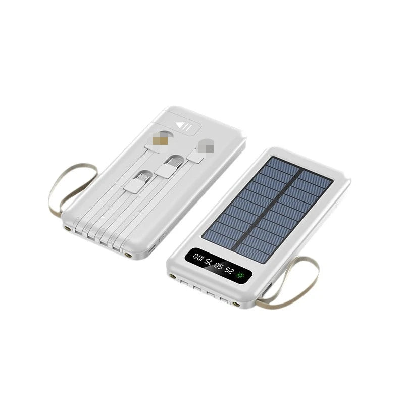 50000mah Outdoor Solar Power Bank Portable Charging Station Power Banks Original 10000/20000mAh Built‑in Cable