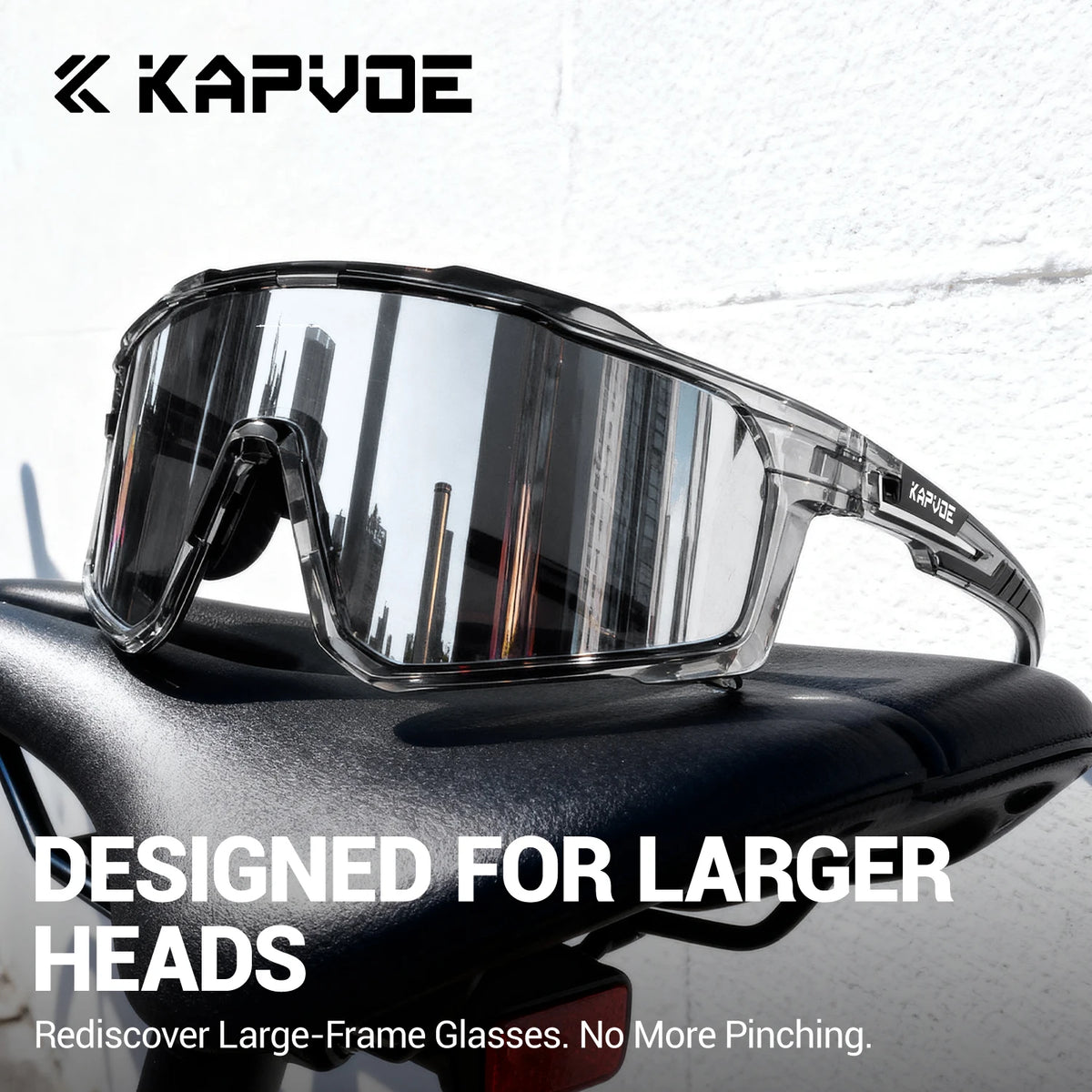 KAPVOE New Large Size Cycling Sunglasses Glasses Outdoor UV400  Sports MTB Goggles Bike Driving Glasses Men Road Bicycle Glasses