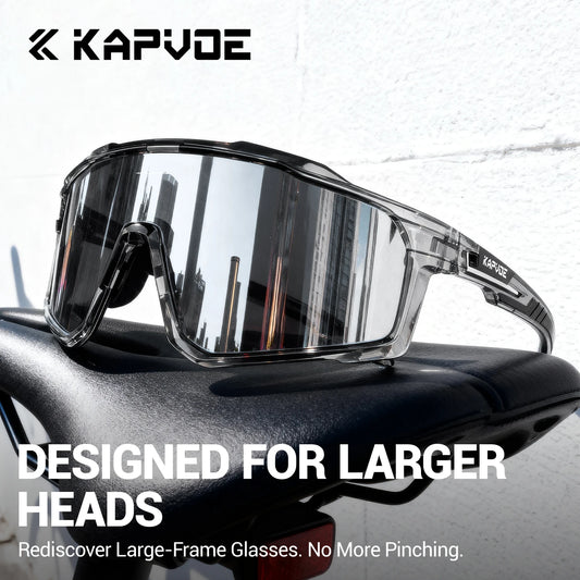 KAPVOE New Large Size Cycling Sunglasses Glasses Outdoor UV400  Sports MTB Goggles Bike Driving Glasses Men Road Bicycle Glasses