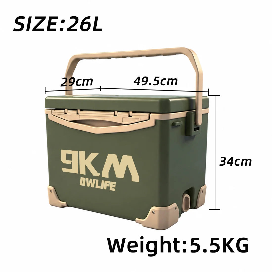 9KM Fishing Cooler Box Fishing Bucket Storage Tackle Box Outdoor Insulated Ice Chest Box for Fishing Camping Boating