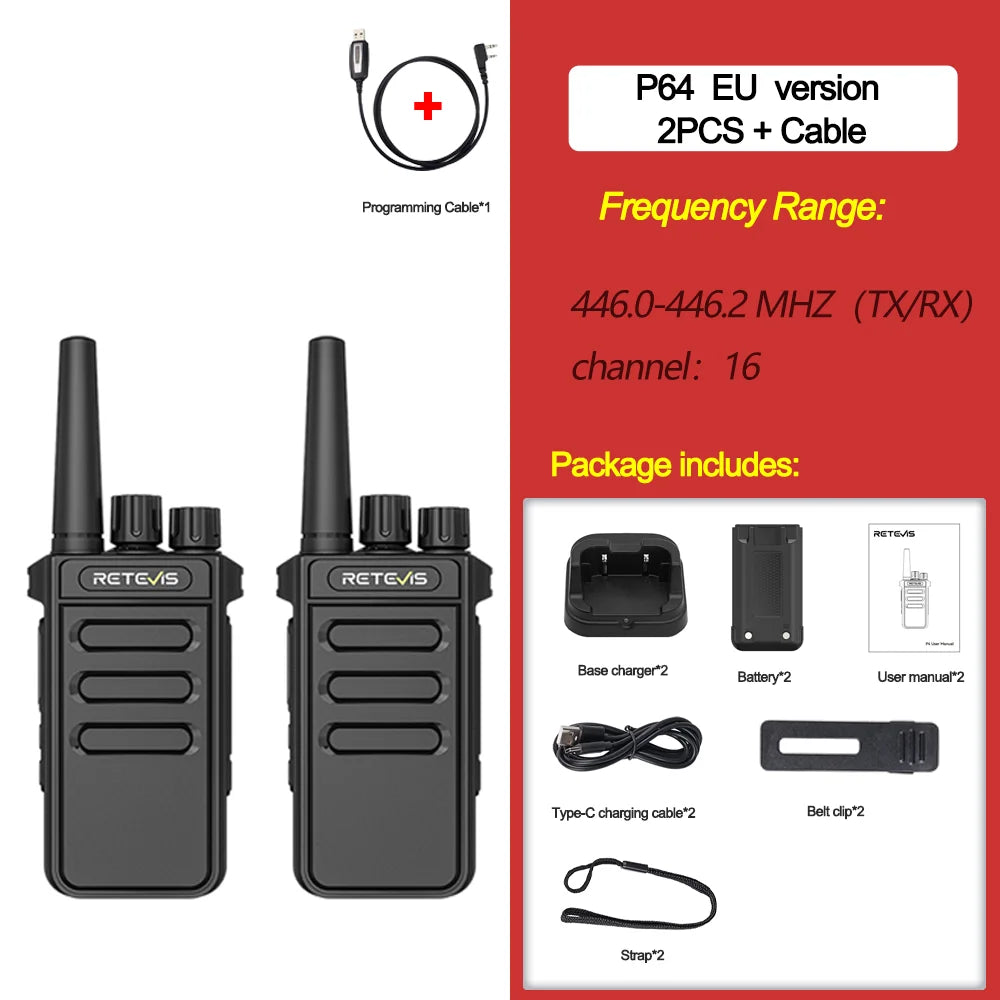 Retevis P4 P64 Walkie Talkie UHF DMR Two Way Radio Emergency Communication Type-C Radio for Camping Ham Radio Digital Portable