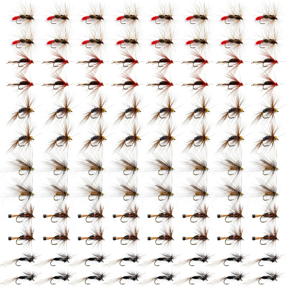 Goture 25-150Pcs/Set Insects Flies Fly Fishing Lures Bait High Carbon Steel Hook Fish Tackle with Hook Decoy Fishing Lure Set