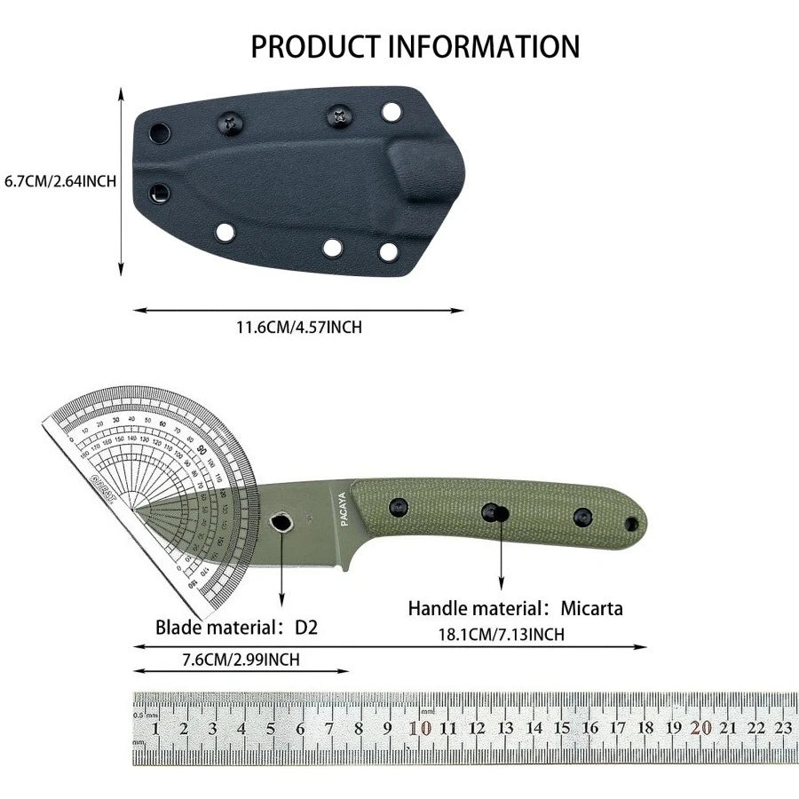 ES Stainless Steel Sharp Fixed Blade Knife Suitable for Outdoor Camping Hiking Daily Emergency Carrying Practical Cutting Knife