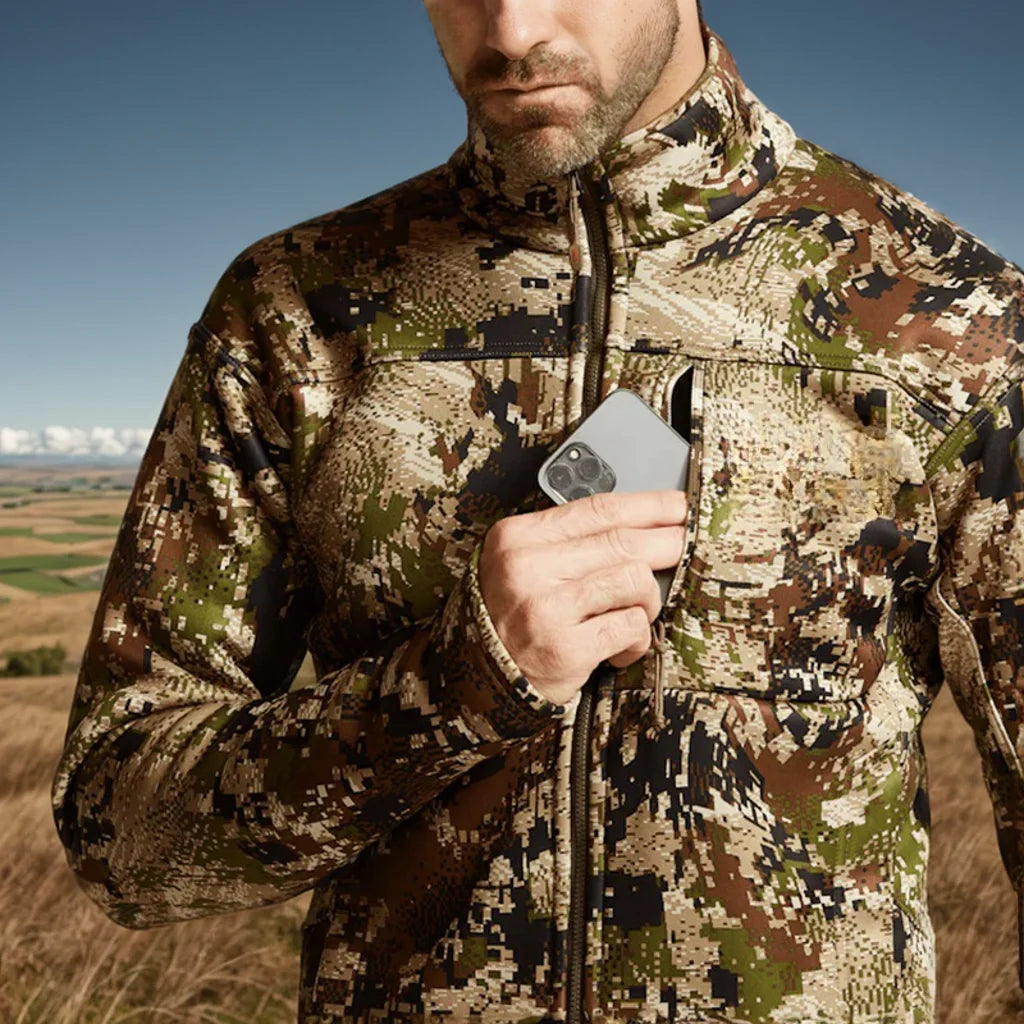 Men's Traverse Jacket 3-Layer Film Stand Collar Composite Polar Fleece Outdoor Camouflage Hunting Wear Fishing Jacket