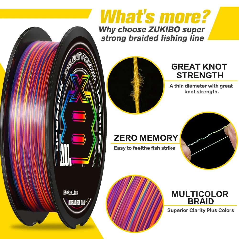 1000M/500M Japan Original X-BRAID Upgrade X8 Super Strong Saltwater Fishing Line 8 Strands Multifilament Muiltcolor PE Line