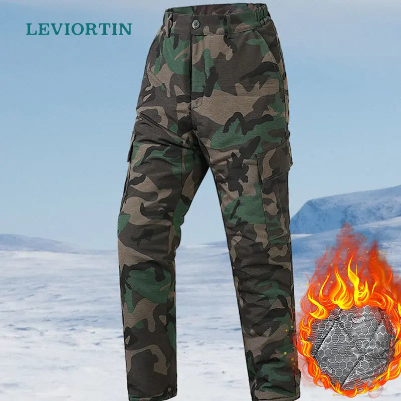 Winter Camouflage Cargo Pants Men Warm Cold-Resistant Outdoor Tactical Pants Workwear Anti-Scratch Wear-Resistant Work Trousers