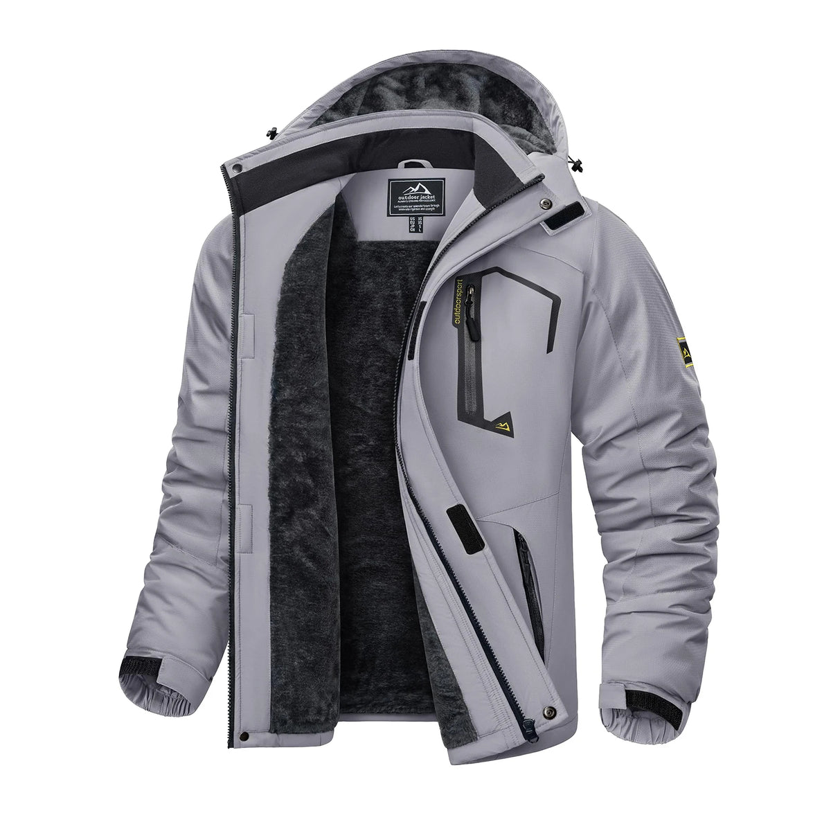 KEFITEVD Winter Ski Jacket Men's Warm Fleece Lined Jackets Water Resistant Heavyweight Coats Outdoor Hiking Camping Windbreaker