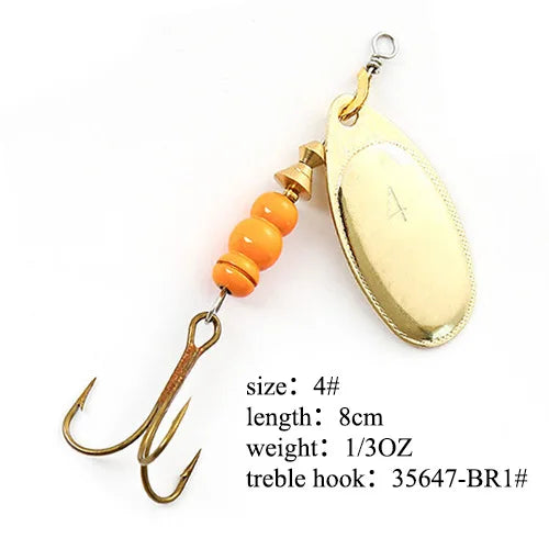 Spinner Bait Fishing Lure 3.9g 4.6g 7.4g 10.8g 15g Rotating Spinners Spoon Lures Pike Metal With Treble Hooks Fishing Goods