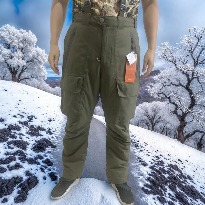 Ainfad Men's Camouflage Insulated Bib Pants Fall Winter Fishing Hunting Aerolite Incinerator Outdoor Work Trousers
