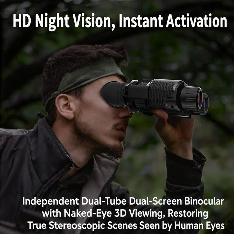 Night Vision Head Mounted Goggles 10X Digital Zoom 4K HD Infrared Binoculars 850nm 9 Levels Hands Free Helmet for Hunting