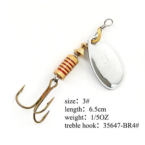 Spinner Bait Fishing Lure 3.9g 4.6g 7.4g 10.8g 15g Rotating Spinners Spoon Lures Pike Metal With Treble Hooks Fishing Goods