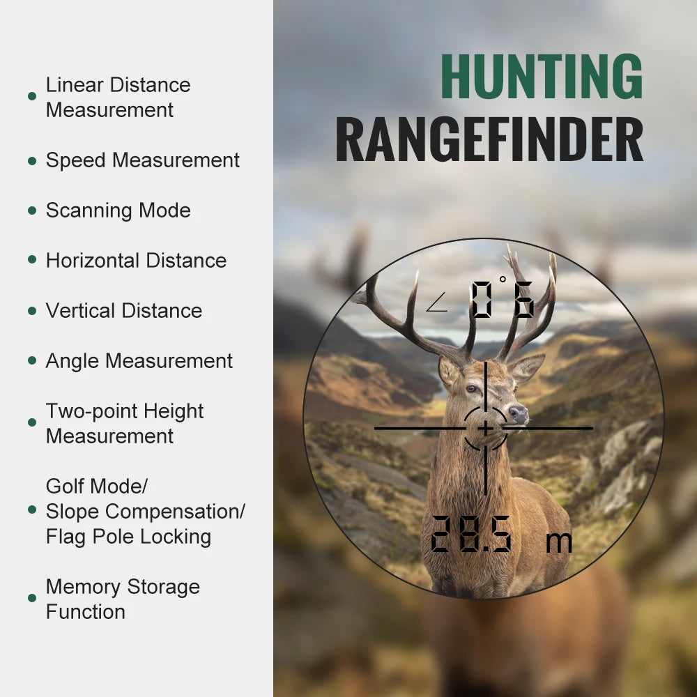 Hunt Rangefinder Laser Range Finder for Hunting Camo 600/1000M Rangefinder Multi Functional Distance/Angle/Scan 6X Magnification