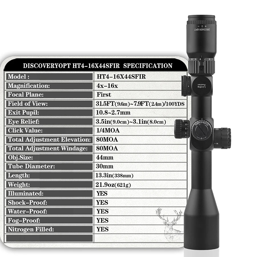 DISCOVERYOPT HT Gen2 4-16X44 SFIR FFP Tactical Riflescope First Focal Plane Illuminated Reticle Scope Hunting Optical Sights