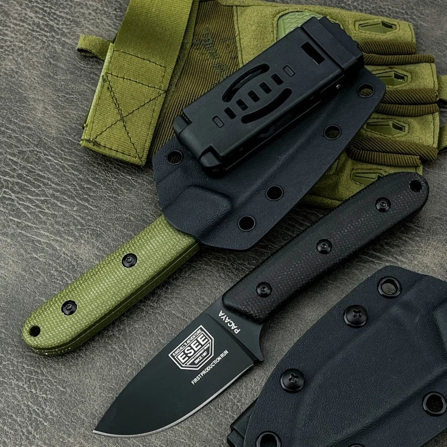 ES Stainless Steel Sharp Fixed Blade Knife Suitable for Outdoor Camping Hiking Daily Emergency Carrying Practical Cutting Knife