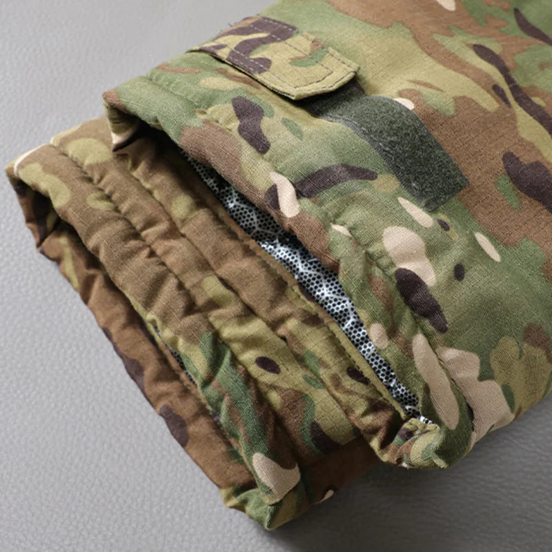 Winter Camouflage Cargo Pants Men Warm Cold-Resistant Outdoor Tactical Pants Workwear Anti-Scratch Wear-Resistant Work Trousers