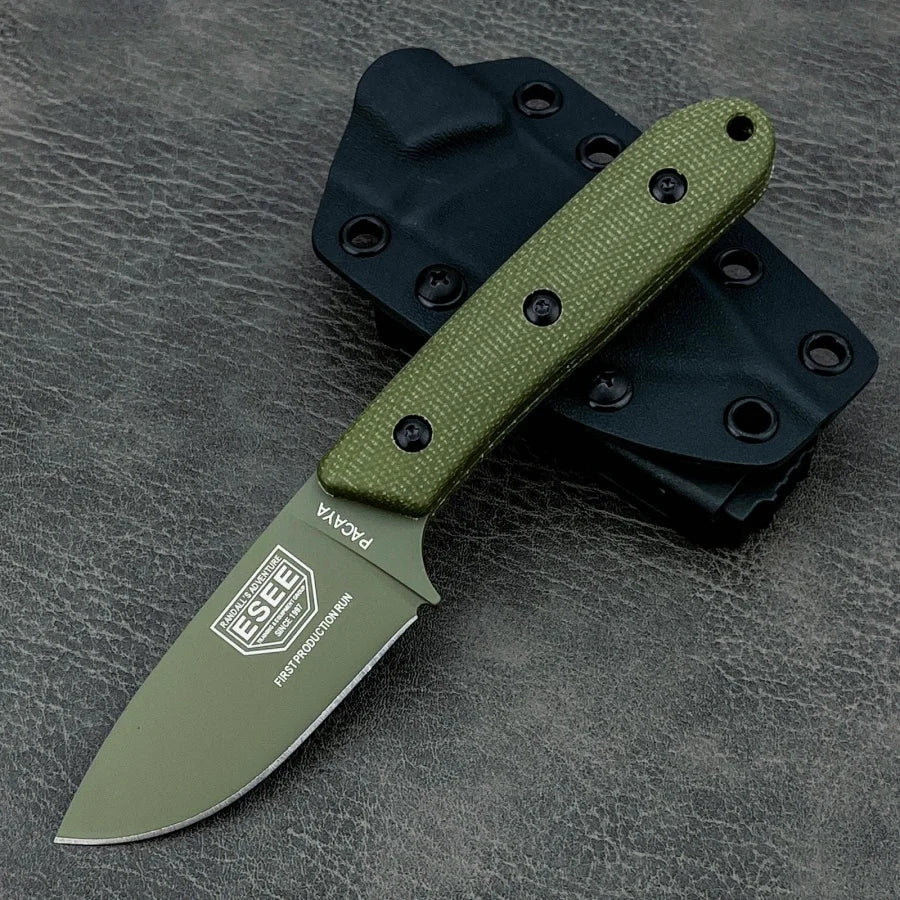 ES Stainless Steel Sharp Fixed Blade Knife Suitable for Outdoor Camping Hiking Daily Emergency Carrying Practical Cutting Knife