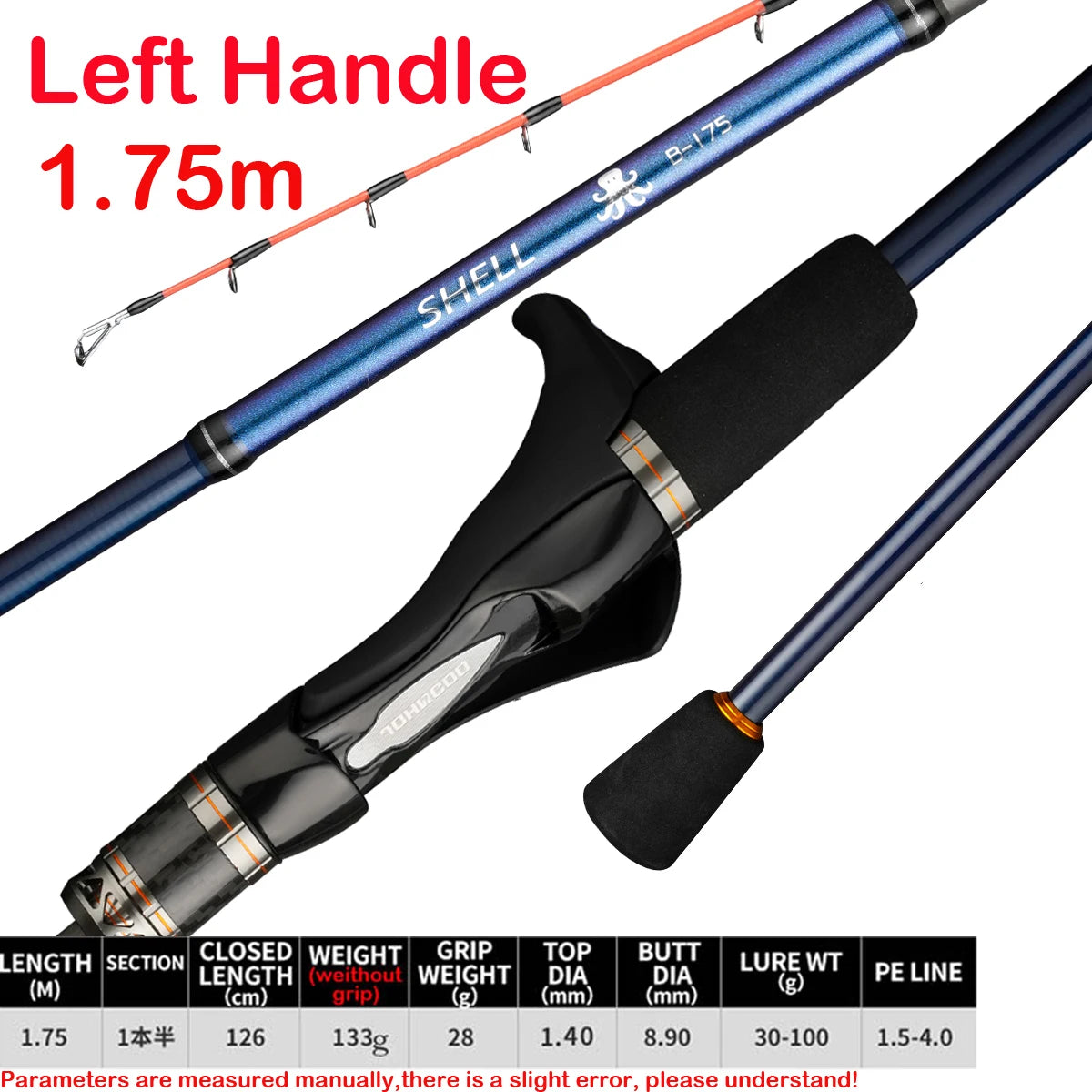 1.75m octopus fishing rod Baitcasting Fishing rod Titanium Tip Boat Fishing rod with Comfortable handle 1.7m Sprial guides