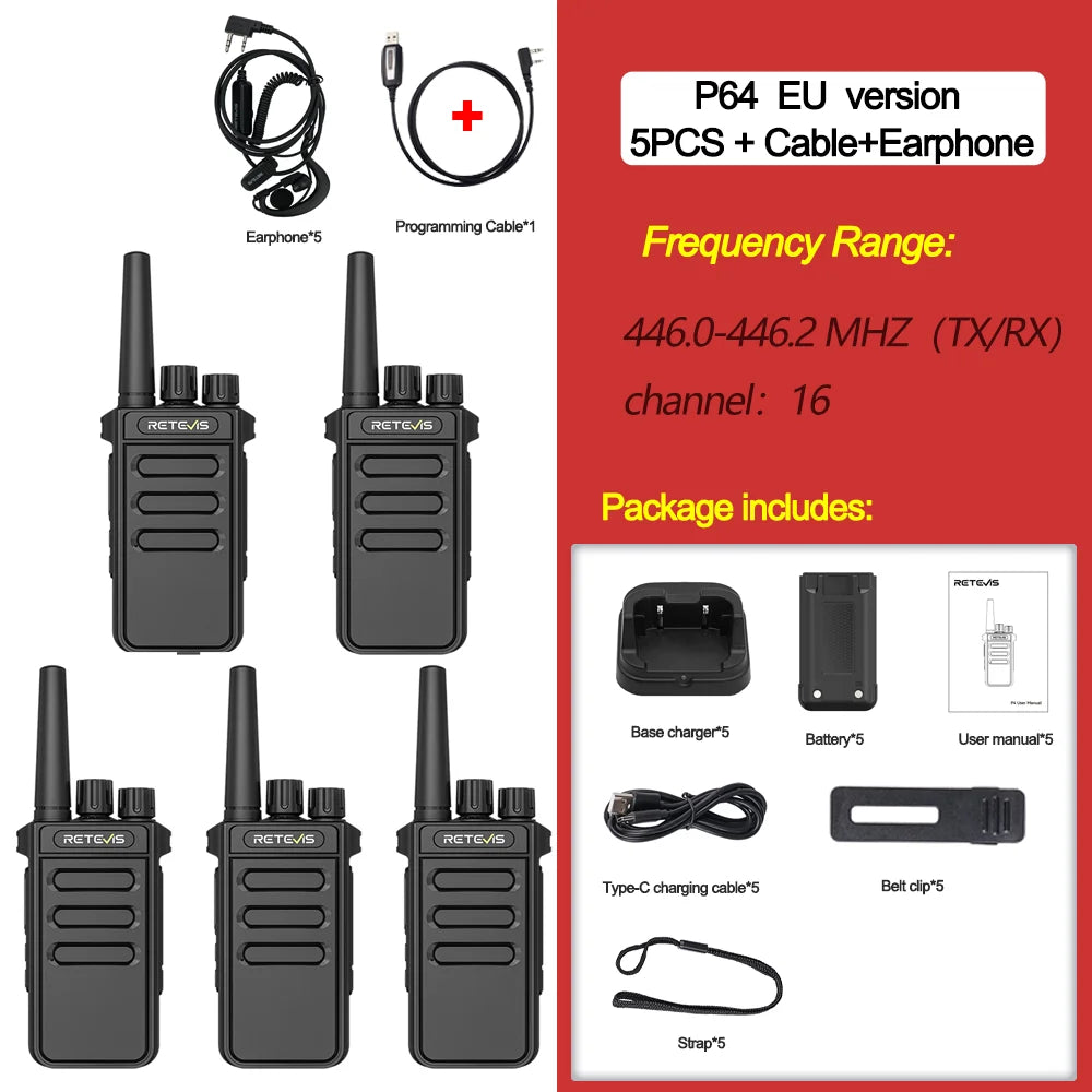Retevis P4 P64 Walkie Talkie UHF DMR Two Way Radio Emergency Communication Type-C Radio for Camping Ham Radio Digital Portable