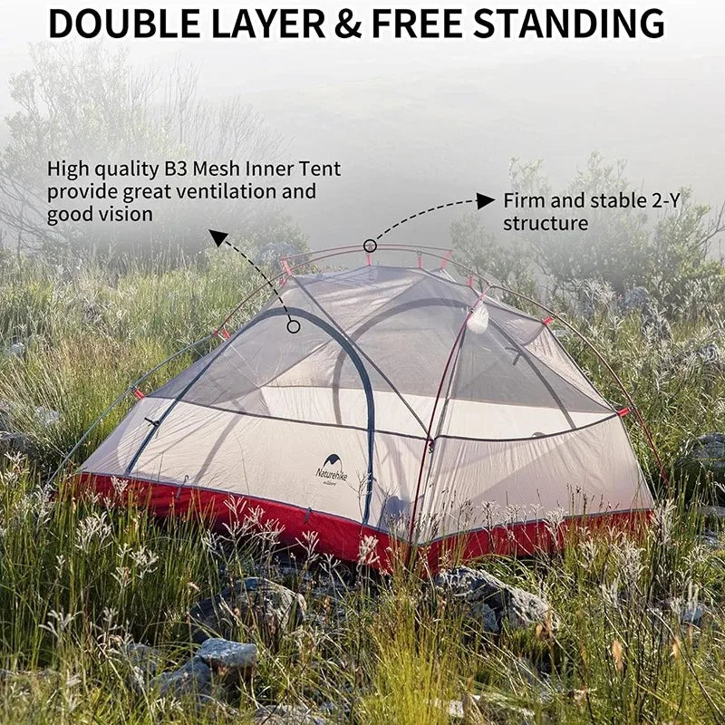 Naturehike Star River 2 Person Backpacking Tent Double Layer Ultralight Camping Hiking Tent Outdoor Travel Beach Tent with Mat