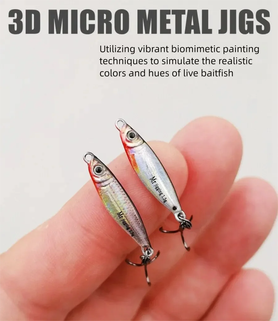 Micro Sized Iron Plate Bait 1.5/3/5g 3D Mini VIB Lure Metal Cast Jig Spoon Pesca Fish Micro Sequin Fishing Lures Artificial Bait