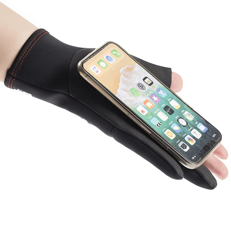 Winter Outdoor Ice Fishing Gloves Windproof Waterproof Rubber Material Comfortable Lightweight Fingerless Design Cycling Gloves