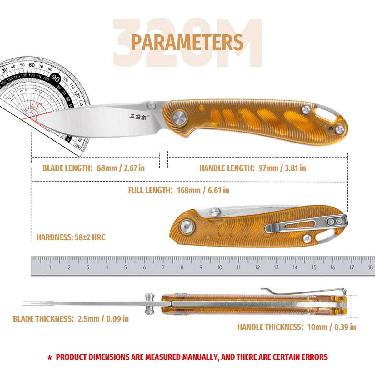 SANRENMU 328M Outdoor Folding Knife 12C27 Blade Camping Fishing Hunting Hiking Exploration EDC Portable Pocket Fruit Knives