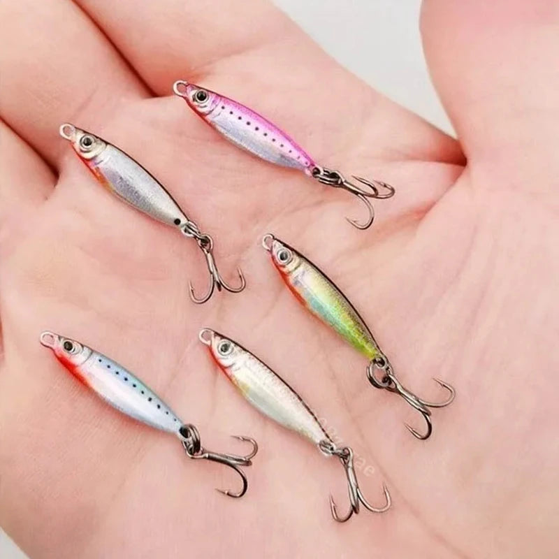 1.5/3/5g Mini Iron Plate Bait 3D Micro Sized VIB Lure Metal Cast Jig Spoon Pesca Fish Micro Sequin Fishing Lures Artificial Bait
