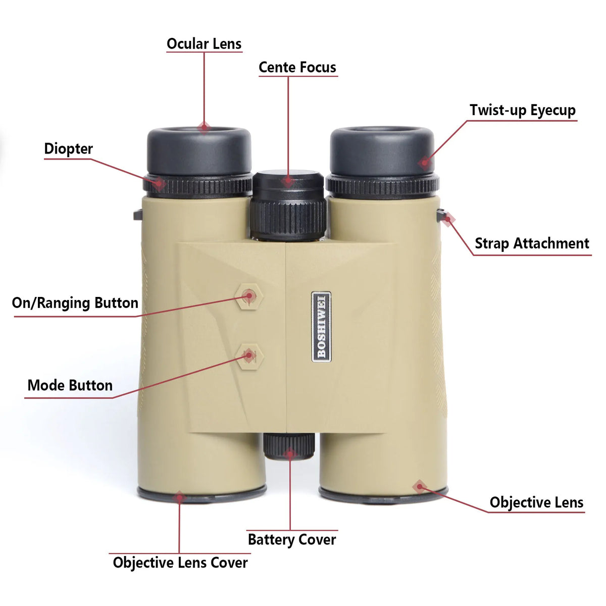BOSHIWEI 10x42 Laser Rangefinder Binoculars Multicoated Lens HD Telescope for Outdoor Camping and Long Distance Measuring