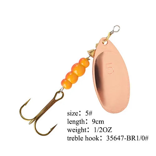 Spinner Bait Fishing Lure 3.9g 4.6g 7.4g 10.8g 15g Rotating Spinners Spoon Lures Pike Metal With Treble Hooks Fishing Goods