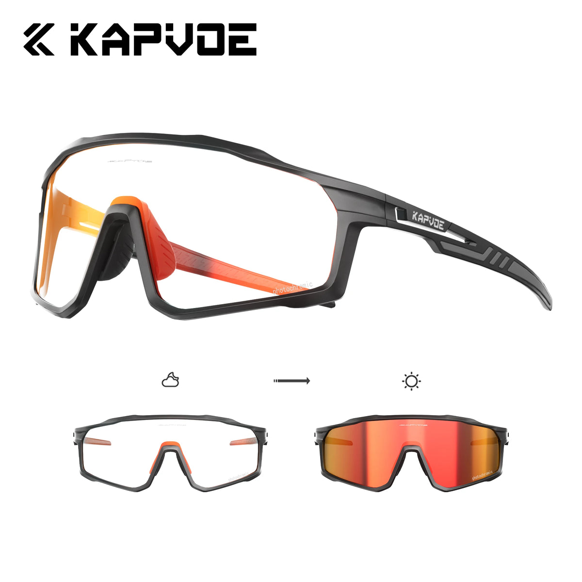KAPVOE New Large Size Cycling Sunglasses Glasses Outdoor UV400  Sports MTB Goggles Bike Driving Glasses Men Road Bicycle Glasses