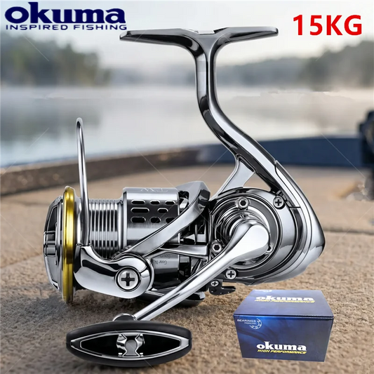 Okuma All Metal Rust Proof Smooth Bearing 5.5:1 Fishing Reel Drag System 15Kg Maximum Power Rotating Wheel Fishing Coil1000-5000