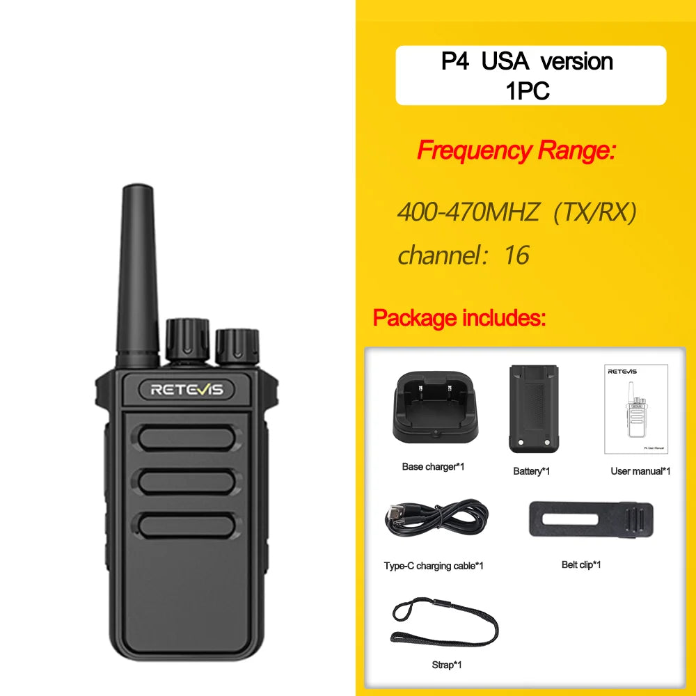 Retevis P4 P64 Walkie Talkie UHF DMR Two Way Radio Emergency Communication Type-C Radio for Camping Ham Radio Digital Portable