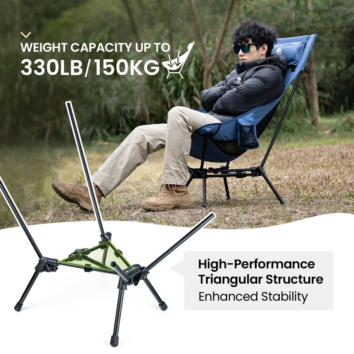 OneTigris Tigerblade Camping Chair High Backrest Relaxing Foldable Chair for Trekking Travel Fishing Beach Garden Longue Chair