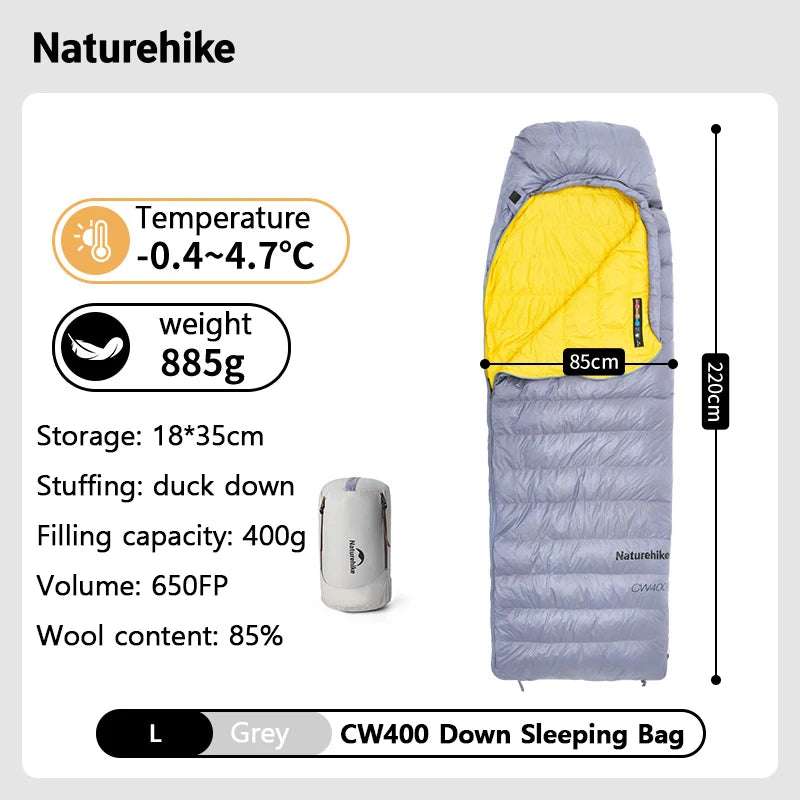 Naturehike Duck Down Sleeping Bag CW400 CW700 Adult Outdoor Camping Winter Thickened Cold Lightweight Sleeping Bag