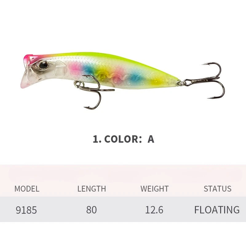 80mm 12.6g Surface Popper Fishing Lures Long Casting Artificial Bait Topwater Pencil Swimbait Wobblers Flounder Sea Bass Pike