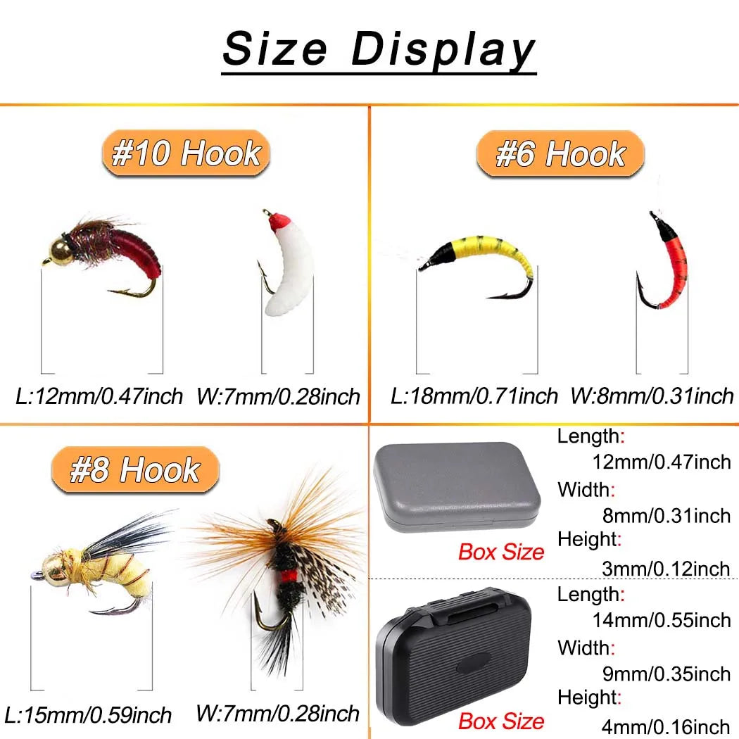 Fly Fishing Flies Kit Fly Assortment Trout Bass Fishing with Fly Box,24/30/40/54/84/102/114pcs with Dry/Wet Flies, Nymphs, Strea