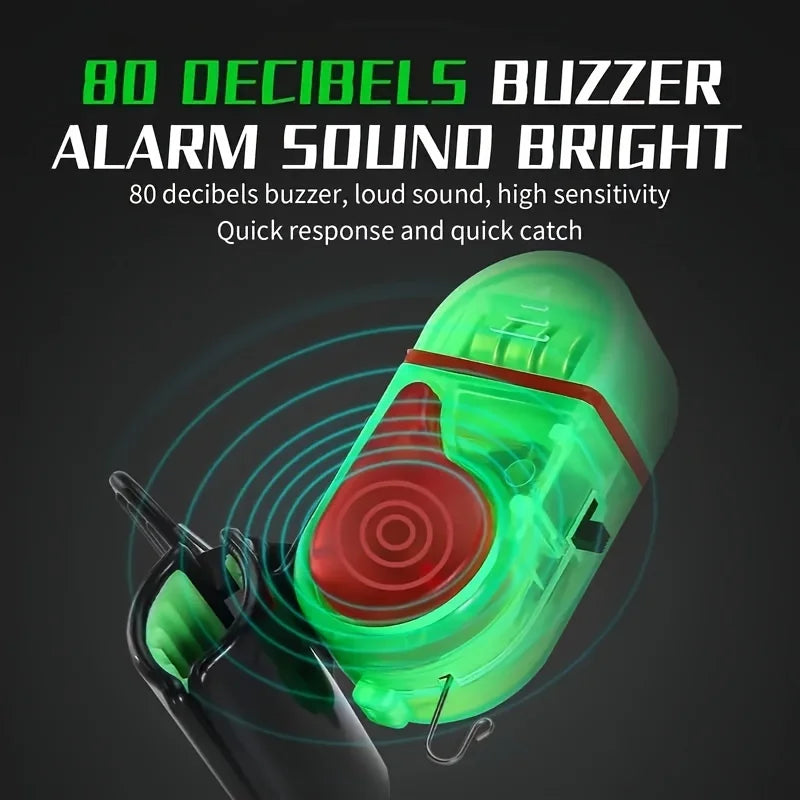 1pc Fishing Alarm Electronic Buzzer Fish Bite Lure Alert Alarm Sound Bell LED Indicator Light Clip-on Fishing Rod Fishing Tool
