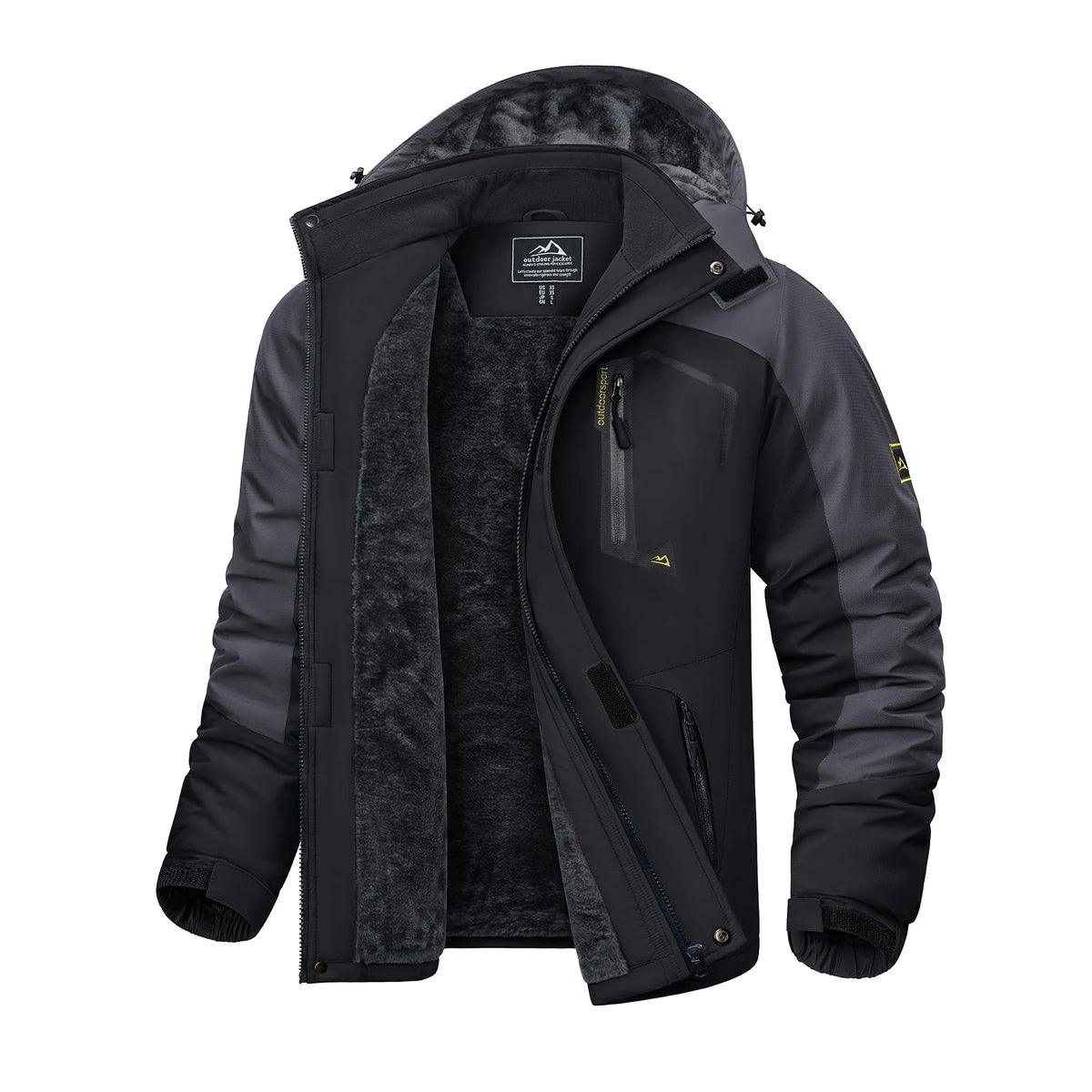KEFITEVD Winter Ski Jacket Men's Warm Fleece Lined Jackets Water Resistant Heavyweight Coats Outdoor Hiking Camping Windbreaker