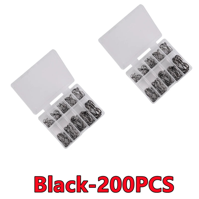 100-300PCS Fishing Hooks Set Box 10 Series High Carbon Steel Single Circle Fishing Hook Fly Fishing Jip Barbed Carp Hooks Tools