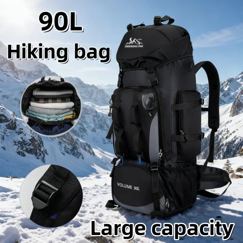 90L Waterproof Hiking Backpack Camping Rucksack Large Capacity Travel Outdoor Sports Bag for Trekking Backpacking Adventure Gear