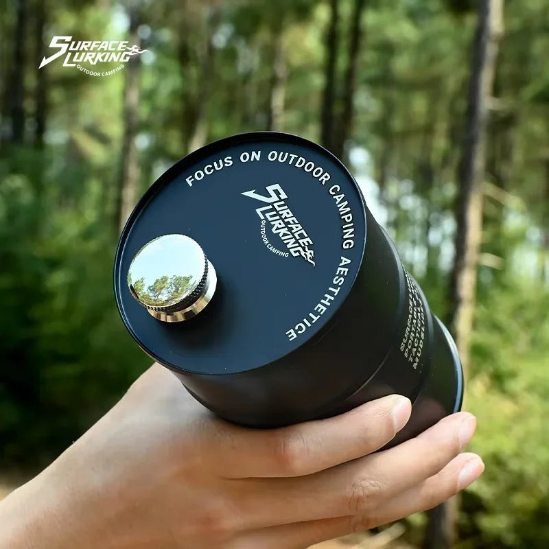 GO PEAK Outdoor Wine Beverage Bucket Bottle 304 Stainless Steel 750ML Portable Cylindrical Pot Camping Fuel Wine Pot Fuel Barrel