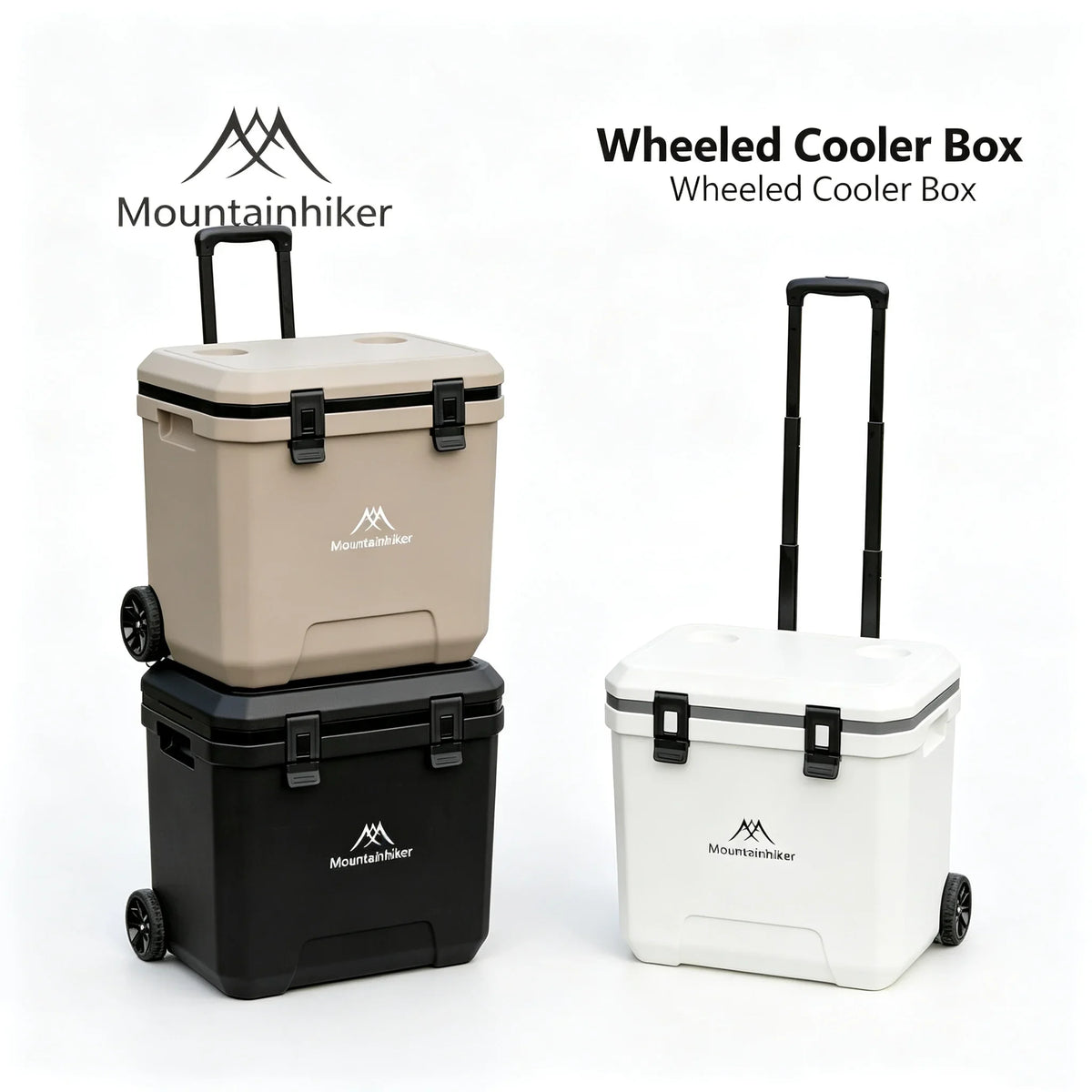 Mountainhiker 36L Outdoor Refrigerator with Trolley Wheels Incubator Portable Camping Warm Box BBQ Car Pulley Cooler Storage Box
